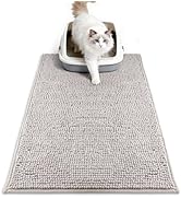 Pieviev Chenille Cat Litter Mat for Litter Box, 28"x22" Soft Ultra Absorbent Mat, Waterproof & No...