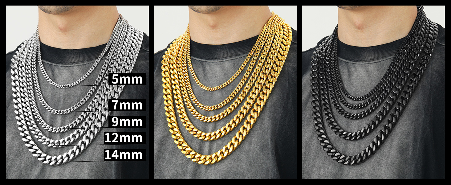 stainless steel cuban men chain necklace