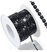 Dowarm 10 Yards 2MM Black Crystal Rhinestone Close Chain Trim for Sewing Crocs Shoes Clothes Cups...