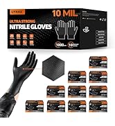 UYKKE HEAVY DUTY 10 Mil Nitrile Gloves Disposable Rubber Cooking Gloves Industrial Raised Diamond...