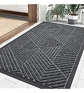 smiry Front Door Mat Outside Entrance, Heavy Duty Natural Rubber Mat, Sturdy Trap Dirt and Moistu...