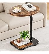 NEHAJUNXI TV Tray Table with Infinite Adjustable Height - C-Shaped Sofa End Side Table for Snack ...