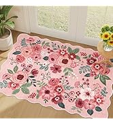 DUKINO 2x3 Entryway Rug, Floral Washable Indoor Door Mat with Non-Slip Backing, Soft Low Pile Sma...