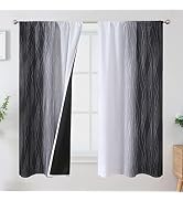 Estelar Textiler Black and Greyish White Ombre Blackout Curtains 63 Inch Length 2 Panels, Thermal...