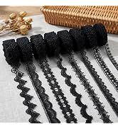 IDONGCAI 8 Rolls Black Venice Lace Ribbon Set - Vintage Lace Trim for Sewing, DIY Crafts, Garment...
