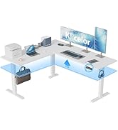 Klicelor L Shaped Standing Desk 63 x 55 Inch, Electric Height Adjustable Corner Desk with Splice ...
