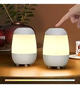 uuffoo 2 Pack Rechargeable Night Light Lamp 3 Color Touch Dimmable LED Portable Table Lamp Batter...