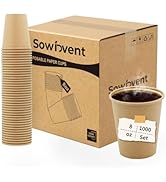 Sowinvent 8 oz Kraft Paper Cups 1000 Count, Disposable Hot/Cold Iced Coffee 8 Ounce Beverages Wat...