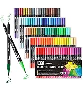 100 Colors Brush Pens Markers for Adult Coloring Books,Calligraphy Markers for Lettering,Dual Tip...