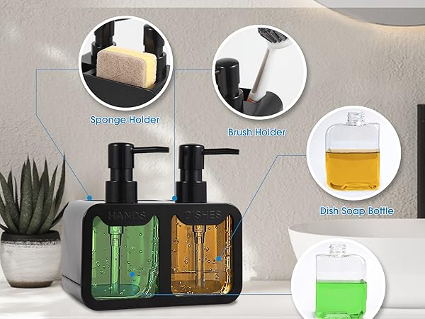 dish soap and hand soap dispenser for kitchen sink