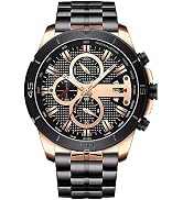 FANMIS Mens Luxury Watches Business Chronograph Dress Waterproof Stainless Steel Analog Quartz Wr...