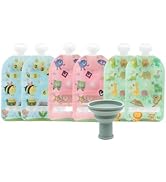 WeeSprout Double Zipper Reusable Food Pouches, Perfect for Babies & Toddlers, Freezer & Dishwashe...