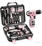 SOARFLY 8V Cordless Drill Tool Set, 157 PCS Home Repair Kit with Storage Case, Household Hand Too...