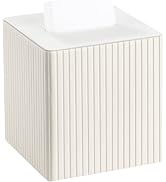 KINGFOM Square Pu Leather Tissue Box Cover, Modern Facial Tissue Holder, Roll Tissues Paper Case ...