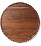 Round Wood Tray, Acacia Wooden Serving Tray, Decorative Tray for Coffee Table and Home Decor, Rou...