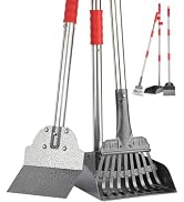 FUSBUNTY Long Handle Dog Pooper Scooper, Heavy Duty Stainless Steel Rake | Includes Tray & Spade ...