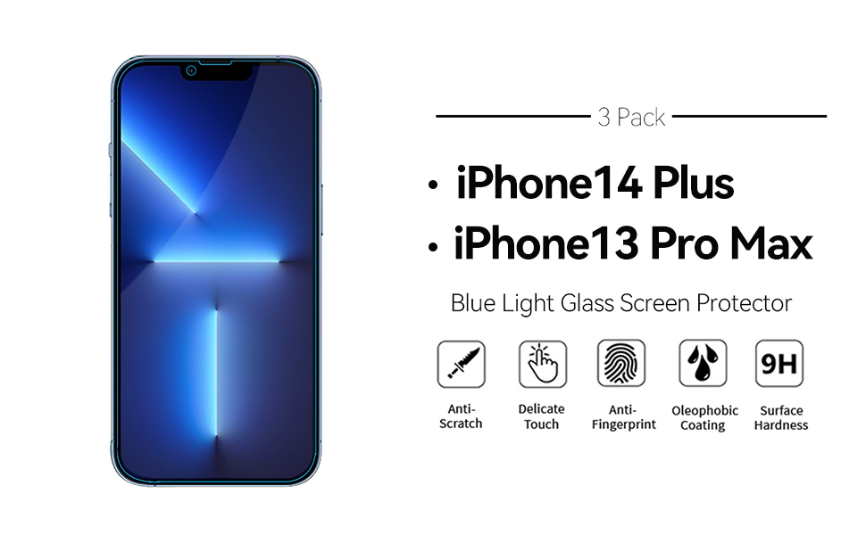 Blue Light Screen Protector for iPhone 14 Plus/iPhone 13 pro max