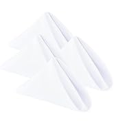 Wolkemer Set of 4 White Cloth Napkins 17 x 17 Inches Solid Washable Polyester Dinner Napkins with...