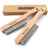 Wire Brush,Heavy Duty Stainless Steel Wire Scratch Brush for Cleaning Rust with 10"Curved Beechwo...