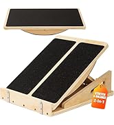 2-in-1 Wooden Balance Board with Adjustable Incline (15°–35°) – Slant Board & Calf Stretcher for ...