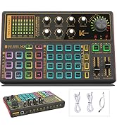 Sound Mixer Board, LED Light Voice Changer Sound Card with Multiple Sound Effects - Live Sound Card