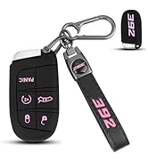 Mild East for Dodge Key Fob Cover with 392 Emblem Keychain, 5 Buttons Silicone Car Key Cover Comp...