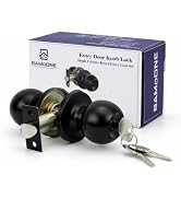BAMoONE Keyed Entry Door Knob with Lock and Key, Round Exterior Front Door Knob, Single Cylinder ...