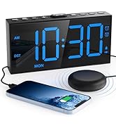 Mesqool Loud Alarm Clock for Heavy Sleeper,Vibrating Alarm Clock for Hearing Impaired Deaf,Annoyi...