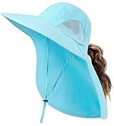 Outdoor Sun Hat for Men with 50+ UPF Protection Safari Cap Wide Brim Fishing Hat with Neck Flap, ...