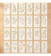 Dfqsofd 24Pcs Flower Stencils for Painting, Reusable Drawing Floral Stencil Templates with Leaf f...