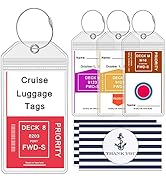 Cruise Luggage Tag Holders for Carnival, Princess & NCL Cruises 4 Packs, Fits All Carnival, Princ...