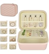 GWCASE Travel Jewelry Case for Women, PU Pink Jewelry Box with 8 Velvet Zipper Jewelry Pouches. 2...