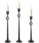 Candlestick Holders Set of 3, Black Cast Iron Candle Holders for Candlesticks, Tall Candle Stick ...
