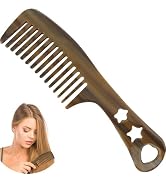 LAYONGMOLI Handmade Cellulose Acetate Wide Tooth Hair Combs, Leopard Tortoise Shell Brown Milky W...