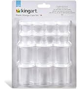 KINGART Clear Multi-Purpose Plastic Storage Cups with Removable Lid for Paiint, Art and Crafts Su...