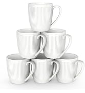 HomeElves Coffee Mugs Set of 6, 16 Oz White Coffee Mugs, Porcelain Mugs, Large and Easy to Grip M...