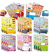 24 Sheets Make Your Own Stickers Make A Face Stickers for Kids Toddlers with Construction Police ...