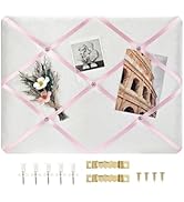 Aitakatta White Fabric Memo Bulletin Board, 17x13 inches Velvet Pin Board for Wall, Vision Board ...