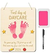 R HORSE 3D First Day of Daycare DIY Kid Footprint Hanging Art Sign, Back to School Wooden Footpri...