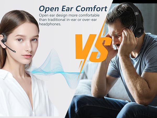 BANIGIPA Bluetooth 5.4 Headsets with Microphone Noise Cancelling Open Ear Headphones for Calling