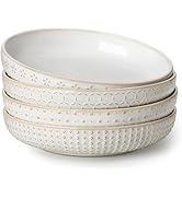 MALACASA Pasta Bowls 42 Oz, Large Salad Bowls, Ceramic Modern Relief Design Stoneware Serving Bow...
