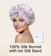 ZIMASILK 100% Mulberry Silk Bonnet for Sleeping Women Long Hair Double Layer Silk Hair Wrap with ...