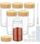 Segarty 3oz Spices Jars with Bamboo Shaker Lids, 6 Pack 90ml Round Spice Containers, Empty Glass ...