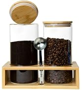 Glass Coffee Containers With Shelf, Coffee Bar Organizer And Accessories, Coffee Jars With Spoon,...