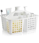 Haundry 3 Compartments Plastic Shower Caddy Basket, Portable Divided Cleaning Supply Storage Orga...