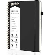 WEMATE Meeting Notebook for Work B5 (7"x10") - PU Leather Work Notebook with Agenda, Action Items...