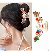 1PCS Christmas Hair Claw Clips Cartoon Xmas Hair Clips Santa Claus Gingerbread Man Charm Transpar...