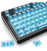 Fejwlvs 130key Blue Transparent Keycaps,Transparent Keycaps 60 65 75 100 Percent,Crystal Shine Th...
