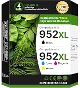 952XL Ink Cartridges Combo Pack Replacement for HP 952 Ink, Black Color | Work for HP 8710 Printe...