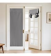 RYB HOME 100% Blackout Linen Door Window Curtains for French Door, Tricia Room Darkening Adhesive...